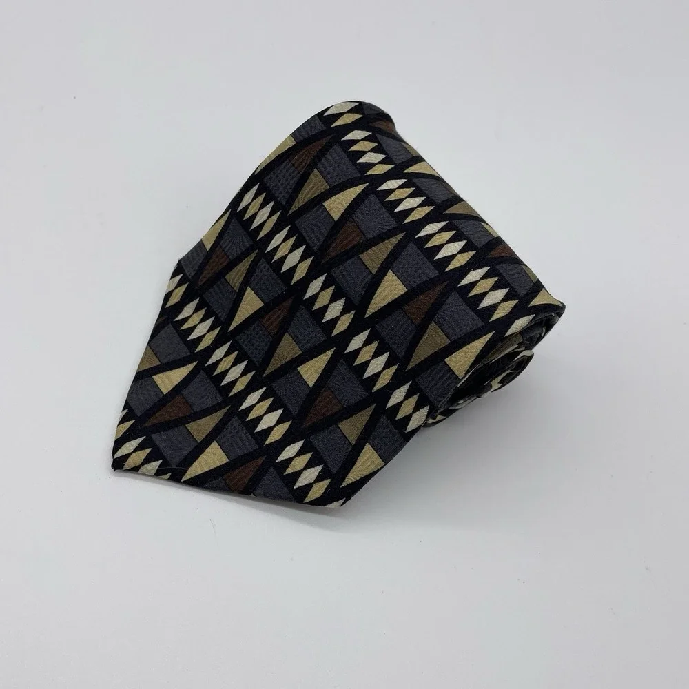 Vintage Z Inc. Zinc Geometric Southwestern‎ Silk Tie Hand Made Necktie